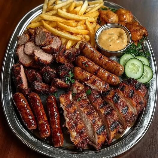 Sizzling Mixed Grill Platter with Crispy Fries: A Feast for the Senses