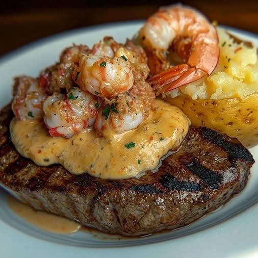 Cajun Shrimp Steak with Baked Potato: A Flavor-Packed, Hearty Meal