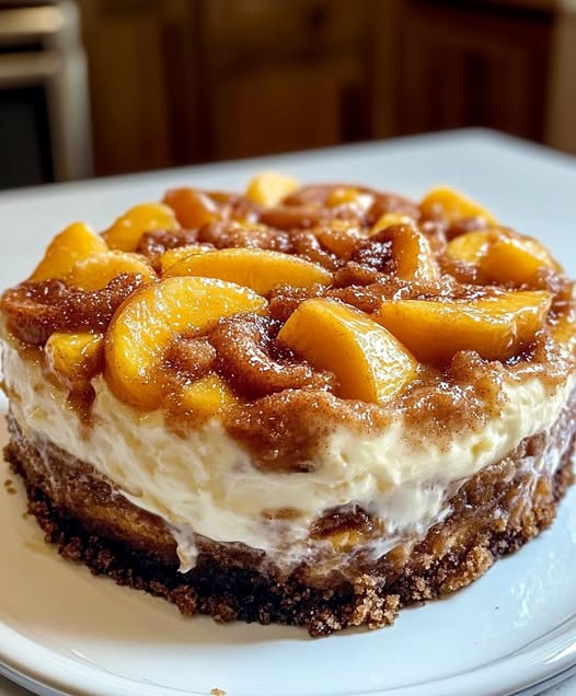 Peach Cobbler Cinnamon Roll Cheesecake: A Heavenly Blend of Sweet and Savory