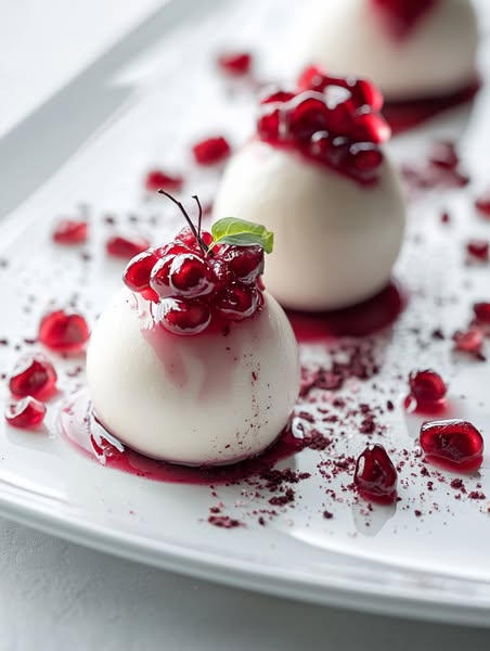 Pomegranate Mousse Domes with Mirror Glaze: A Stunning Dessert with Elegant Flair