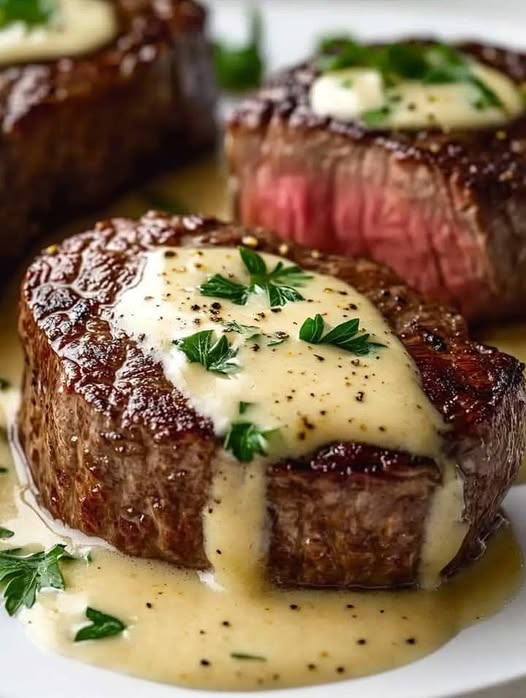 Filet Mignon with Creamy Parmesan Mustard Sauce: A Luxurious, Flavor-Packed Dish