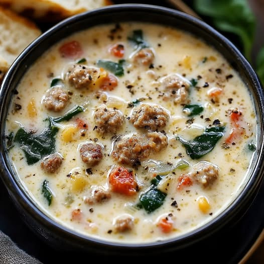 Creamy Parmesan Soup with Savory Italian Sausage