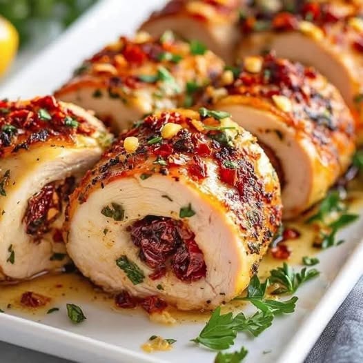 Spinach and Sun-Dried Tomatoes Stuffed Chicken Roulade: A Flavorful Delight