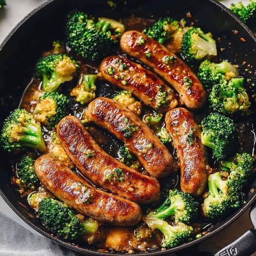 Garlic Butter Sausages and Broccoli Recipe: A Quick and Flavorful One-Pan Meal