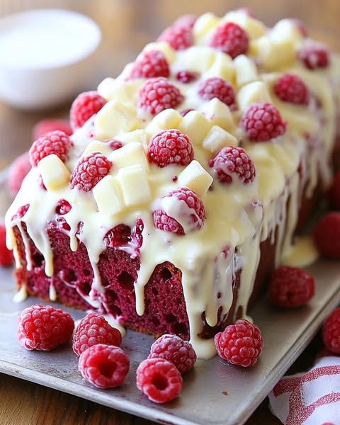 Glazed White Chocolate Raspberry Loaf: A Sweet and Tangy Delight in Every Bite