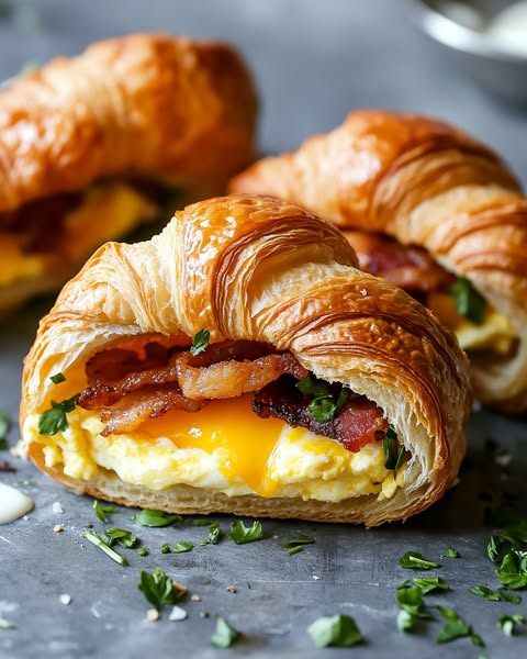 Flaky Croissant Breakfast Sandwiches