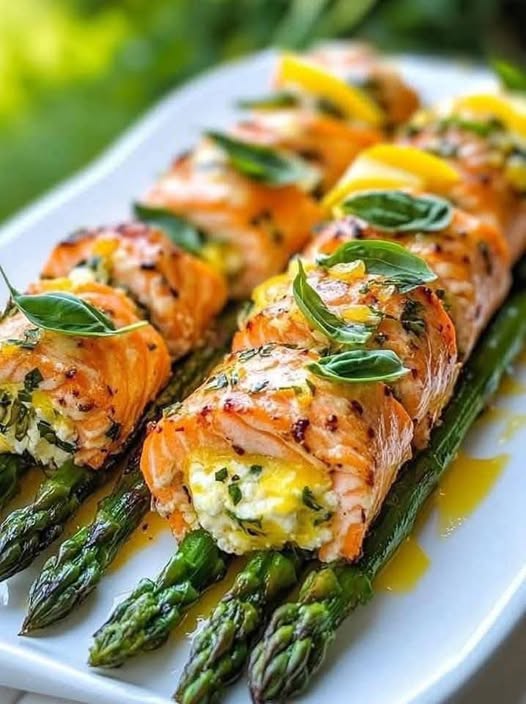 Lemon Basil Salmon Rolls