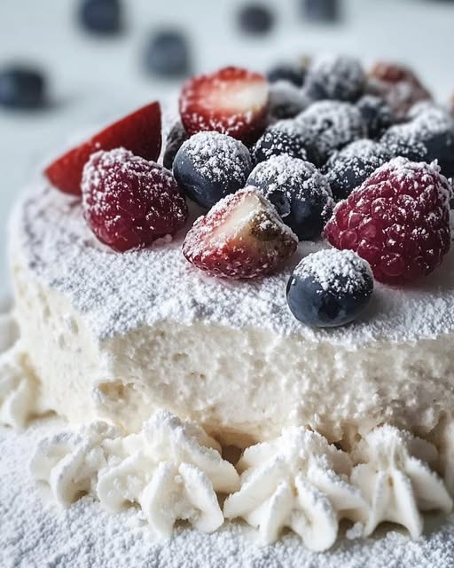 Snowy Bavarian Bliss Cake Delight: A Heavenly, Light Dessert