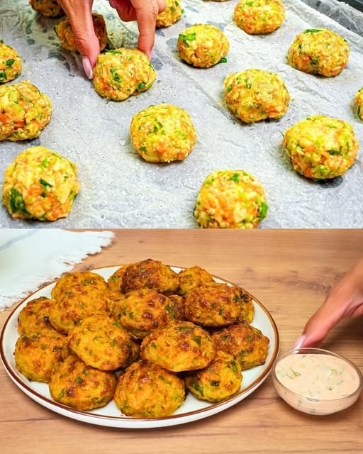 Cheesy Zucchini and Vegetable Balls with Creamy Herb Sauce: A Flavorful Bite of Comfort