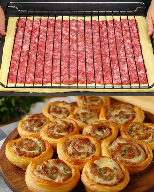 Minced Meat with Cheese Puff Pastry Pinwheels: A Savory Delight