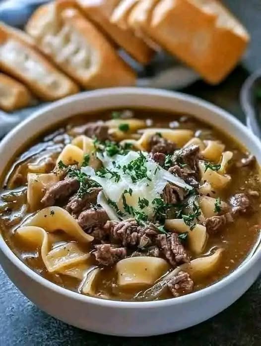 French Onion Beef and Noodles Soup: A Hearty, Flavorful Comfort Dish