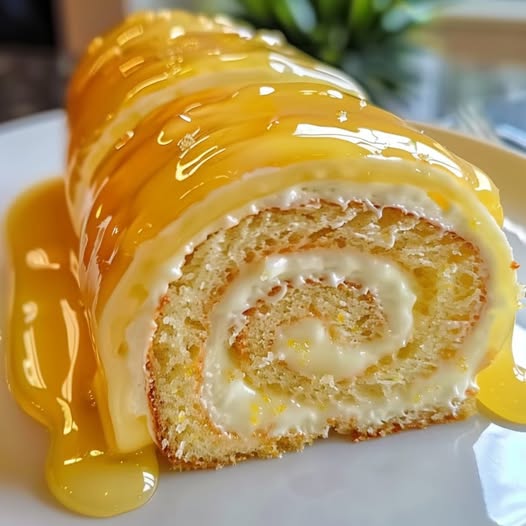 Luscious Lemon Cream Roll Cake with Lemon Glaze