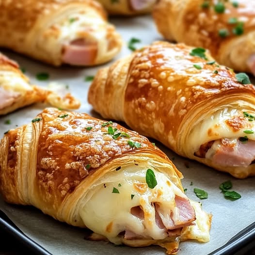 Baked Chicken Ham and Cheese Croissants