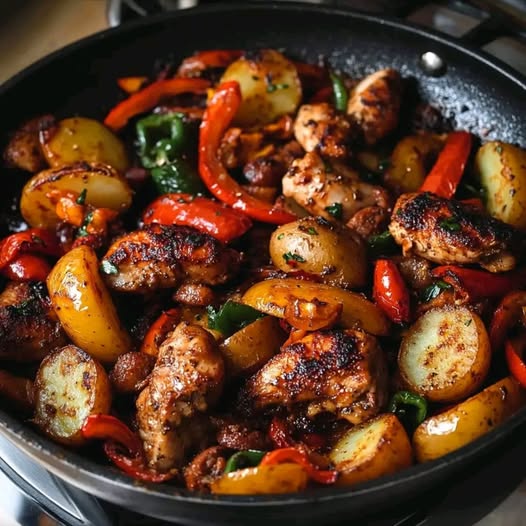 One-Pan Chicken, Sausage, Peppers, and Potatoes: A Quick and Delicious Meal