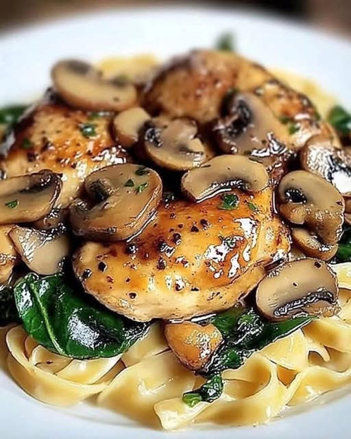 Savory Garlic Mushroom Chicken with Spinach: A Comforting Creamy Dish