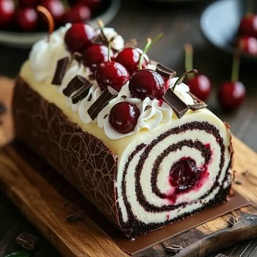 Black Forest Roll Cake – A Chocolate & Cherry Delight