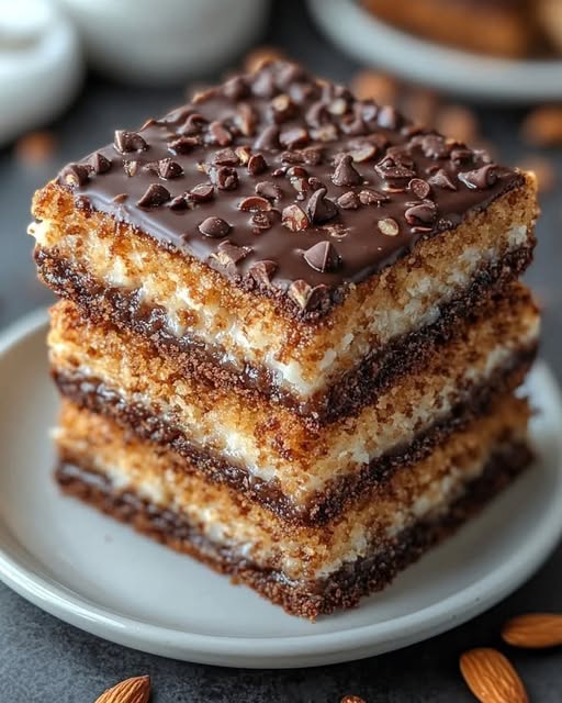 Chocolate Almond Coconut Layer Bars