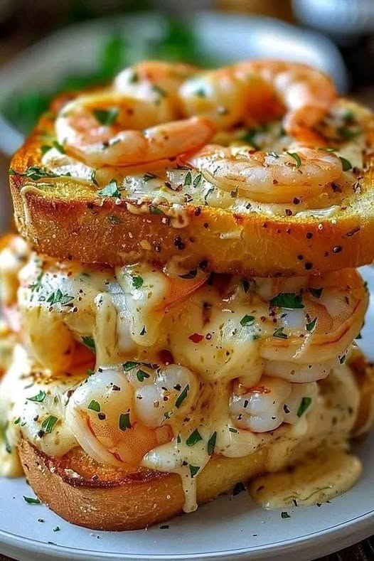 Cheesy Garlic Shrimp Toast