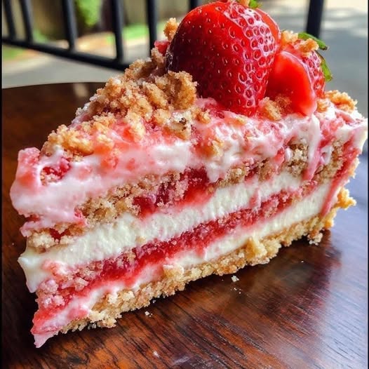 Berrylicious Strawberry Crunch Cheese Cake – A Creamy, Fruity Delight