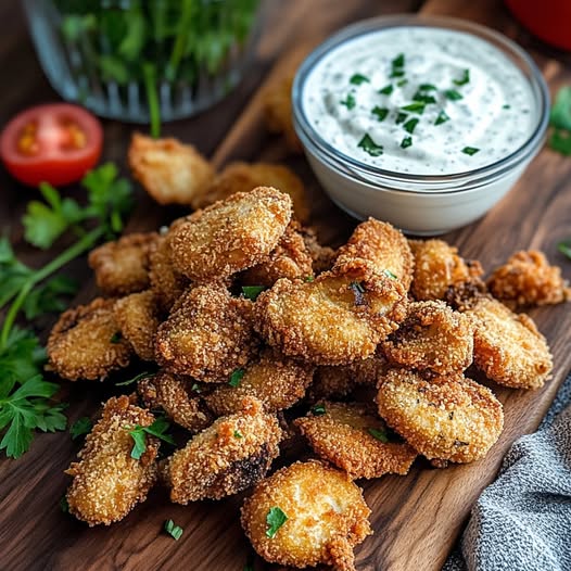 Crispy Fried Mushrooms with Cool Ranch Dip