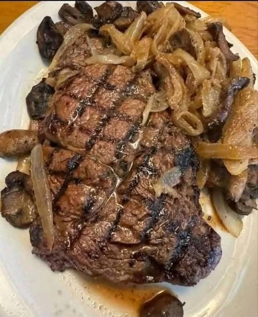 Ribeye Steak with French Onions & Mushrooms