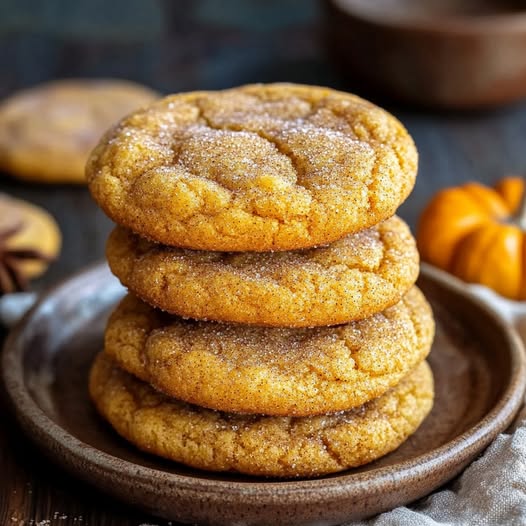 Chewy Pumpkin Snickerdoodle Cookies