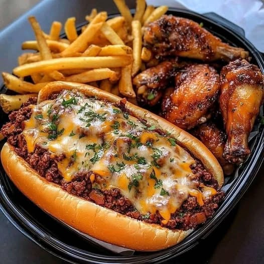 Cheesy Chili Sloppy Joe Sandwich