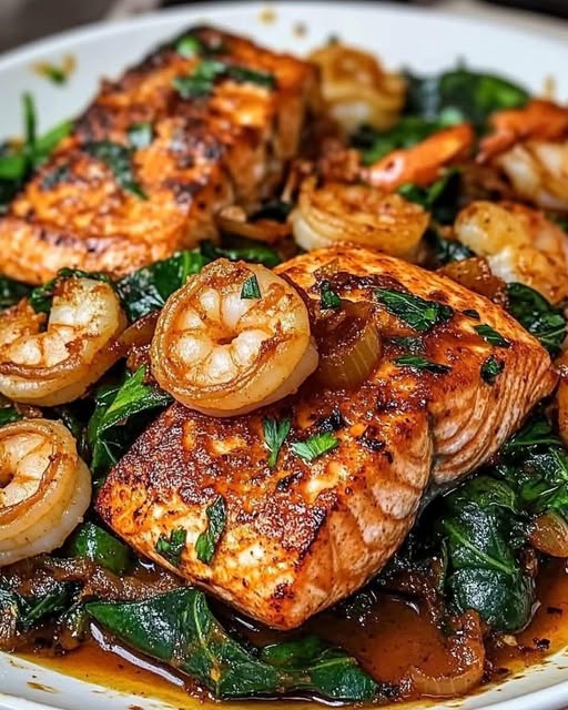 Bold and Spicy Cajun Salmon and Shrimp – A Flavorful Seafood Feast