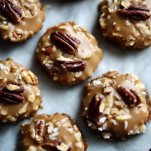 No-Bake Pecan Coconut Praline Cookies