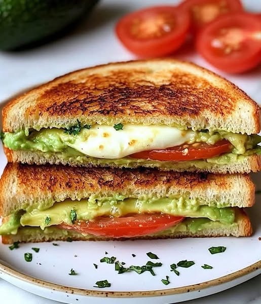 Avocado, Mozzarella, and Tomato Grilled Cheese