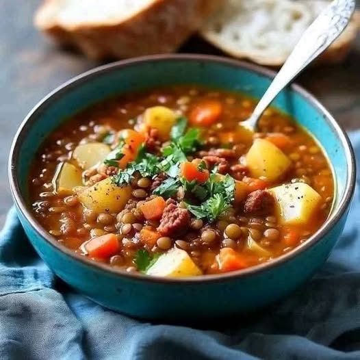 Hearty Lentil and Chorizo Soup – A Comforting Bowl of Flavor