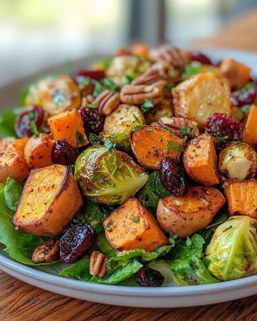 Roasted Winter Vegetable Salad with Maple Dijon Dressing – A Cozy and Flavorful Delight