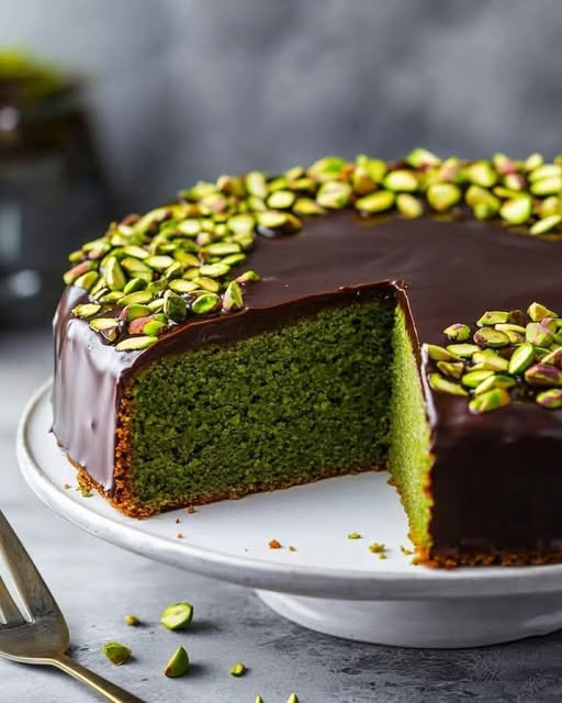 Flourless Pistachio Cake with Chocolate Ganache