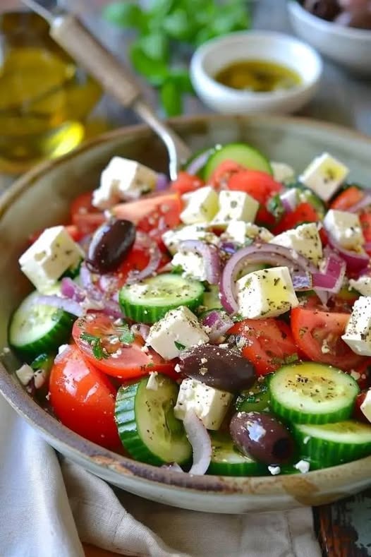 Mediterranean Salad with Grilled Chicken – A Fresh and Flavorful Meal