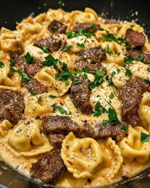 Creamy Cheesesteak Tortellini with Provolone Sauce - You Have to Try This!