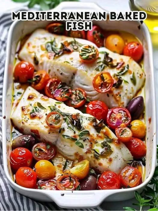 Mediterranean Baked Fish with Tomatoes