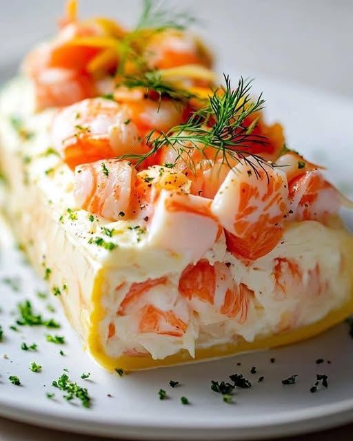 Savory Log with Sea Flavors: Crab, Smoked Salmon & Prawns