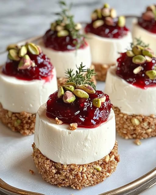 Savory Cranberry, Pistachio & Walnut Cheesecake Cups: A Festive Gourmet Delight