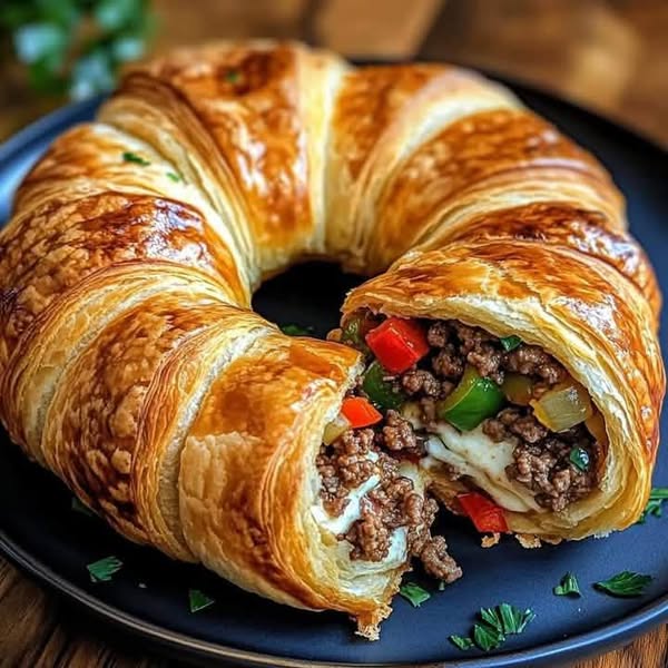 Savory Puff Pastry Ring with Ground Beef and Veggies – A Flavorful Twist