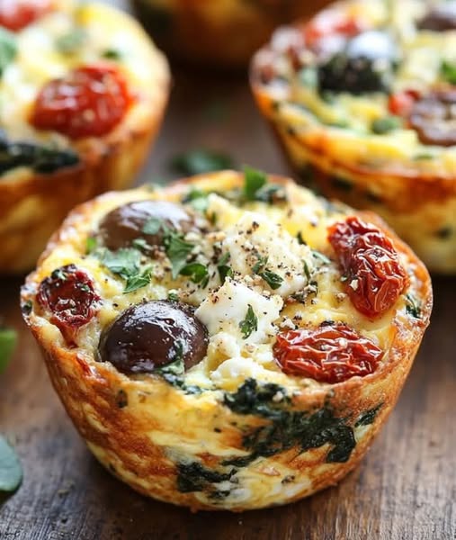 Mediterranean Egg Muffins with Sun-Dried Tomatoes and Kalamata Olives