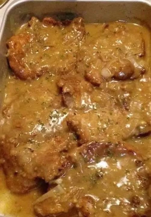 Pork Chops with Onion and Mushroom Gravy