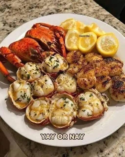 Garlic Butter Lobster Tails and Scallops