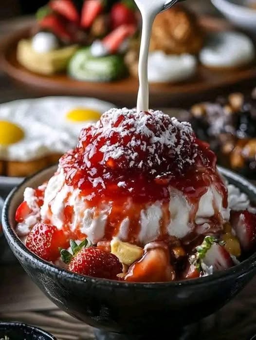 Strawberry Bingsu: A Refreshing Korean Shaved Ice Delight