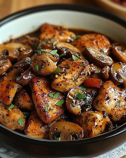 Black Pepper Chicken with Mushrooms: A Savory, Flavor-Packed Dish with Tender Chicken and Mushrooms!