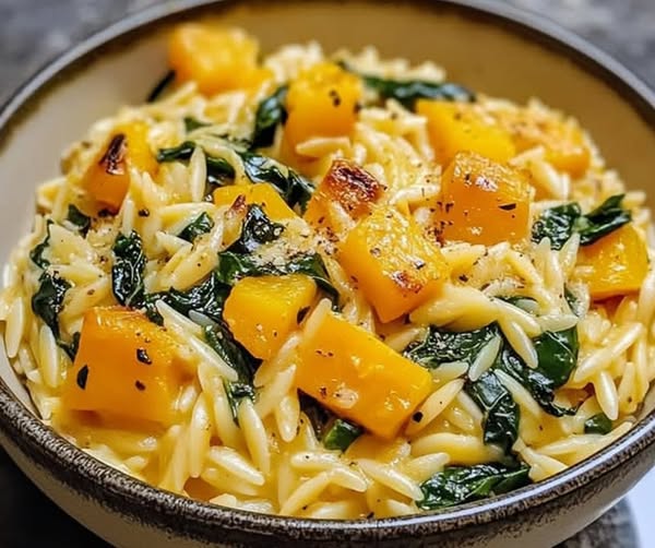 Creamy Butternut Squash and Spinach Orzo