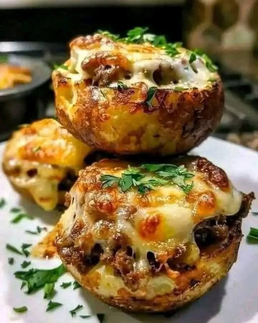 Cheesy Beef Stuffed Potato Cakes Recipe