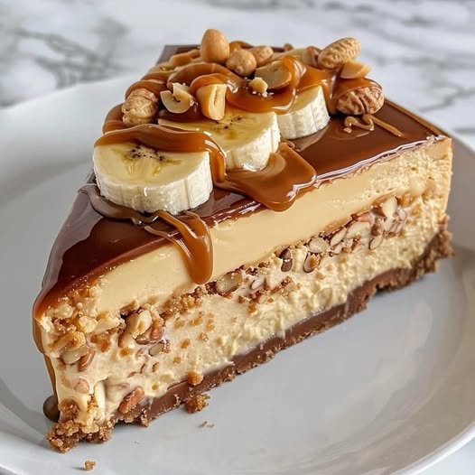 Banana Caramel Peanut Butter Cheesecake – A Must-Try Dessert for All Sweet Lovers!