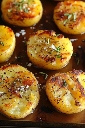 Crispy Smashed Baby Potatoes with Parmesan & Herbs