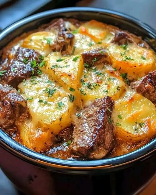 Crockpot Loaded Steak and Potato Bake: A Comforting, Cheesy Delight