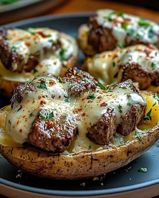 Loaded Baked Potato with Steak Bites